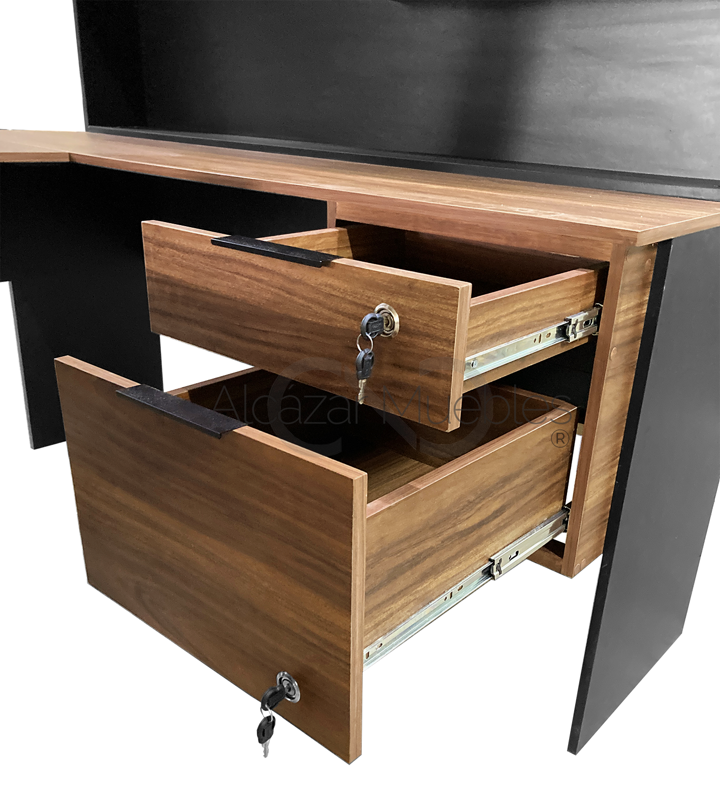Escritorio Ejecutivo en U con gabinete Alcázar 2.2 x 1.6 x 1.5 mts Escritorio de melamina AlcazarMuebles.com