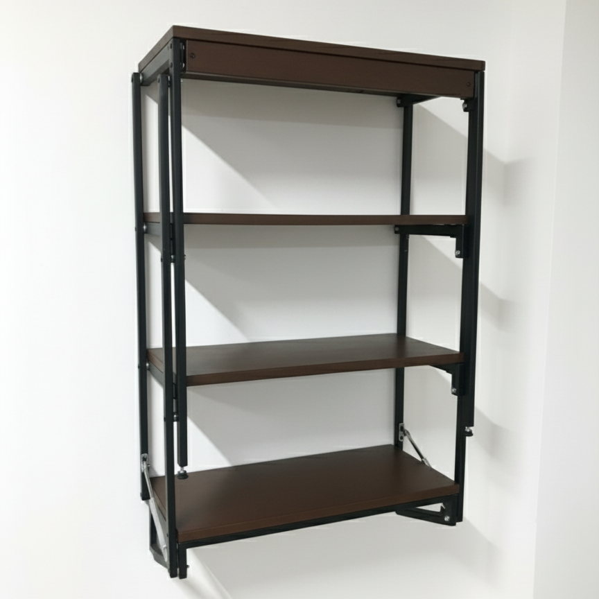 Librero-Escritorio Metal Plegable Estilo Industrial 4 Entrepaños