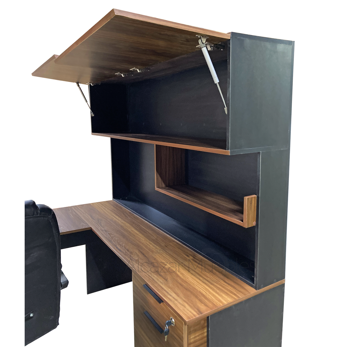 Escritorio Ejecutivo en U con gabinete Alcázar 2.2 x 1.6 x 1.5 mts Escritorio de melamina AlcazarMuebles.com