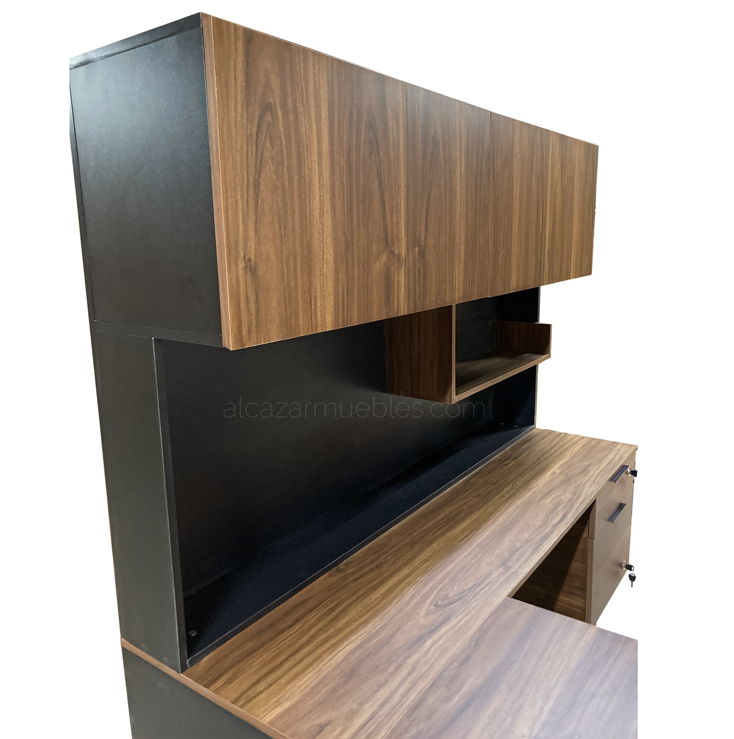Escritorio Ejecutivo en U con gabinete Alcázar 2.2 x 1.6 x 1.5 mts Escritorio de melamina AlcazarMuebles.com