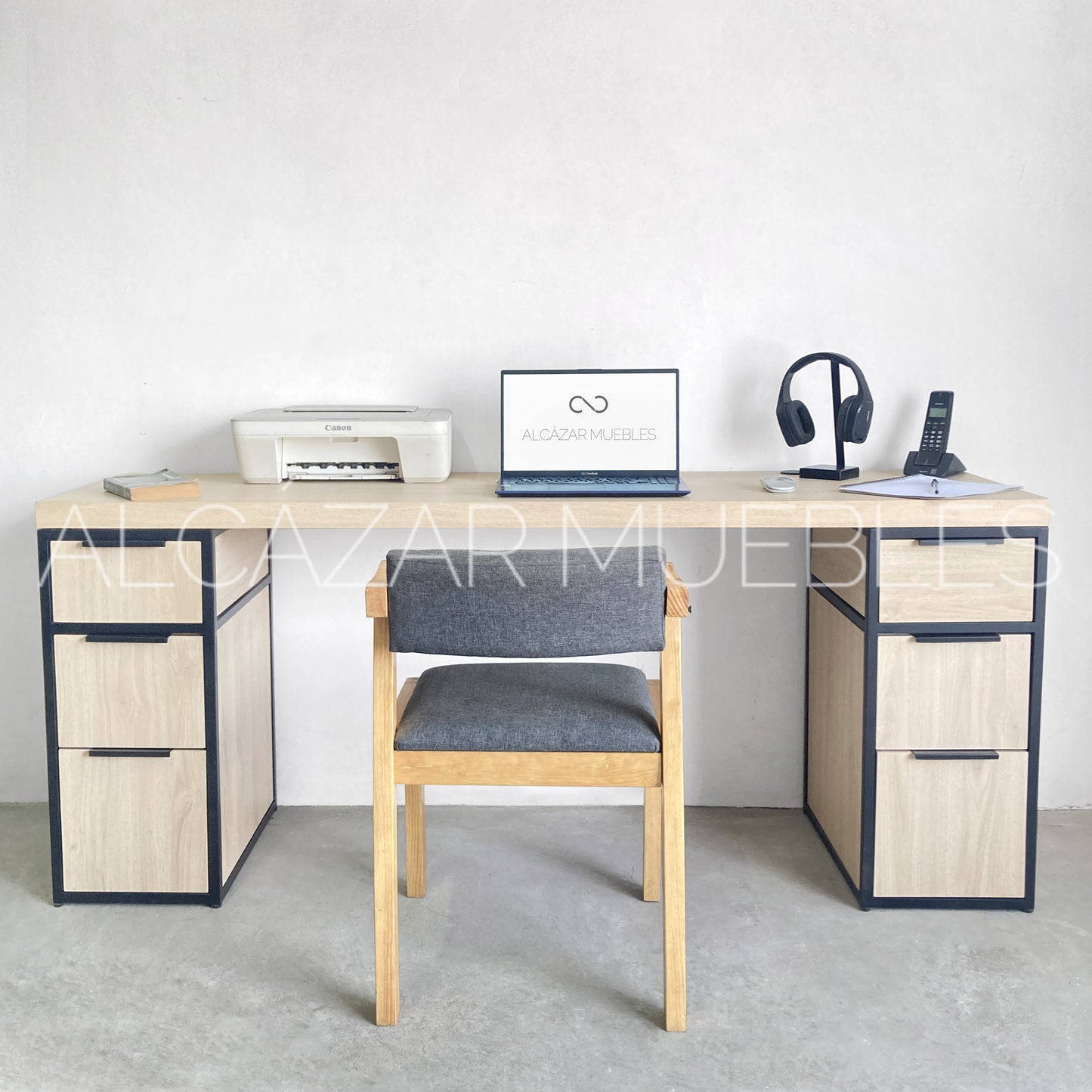 Escritorio Home Office Lite 180 6 cajones melamina SD alcazarmuebles.com
