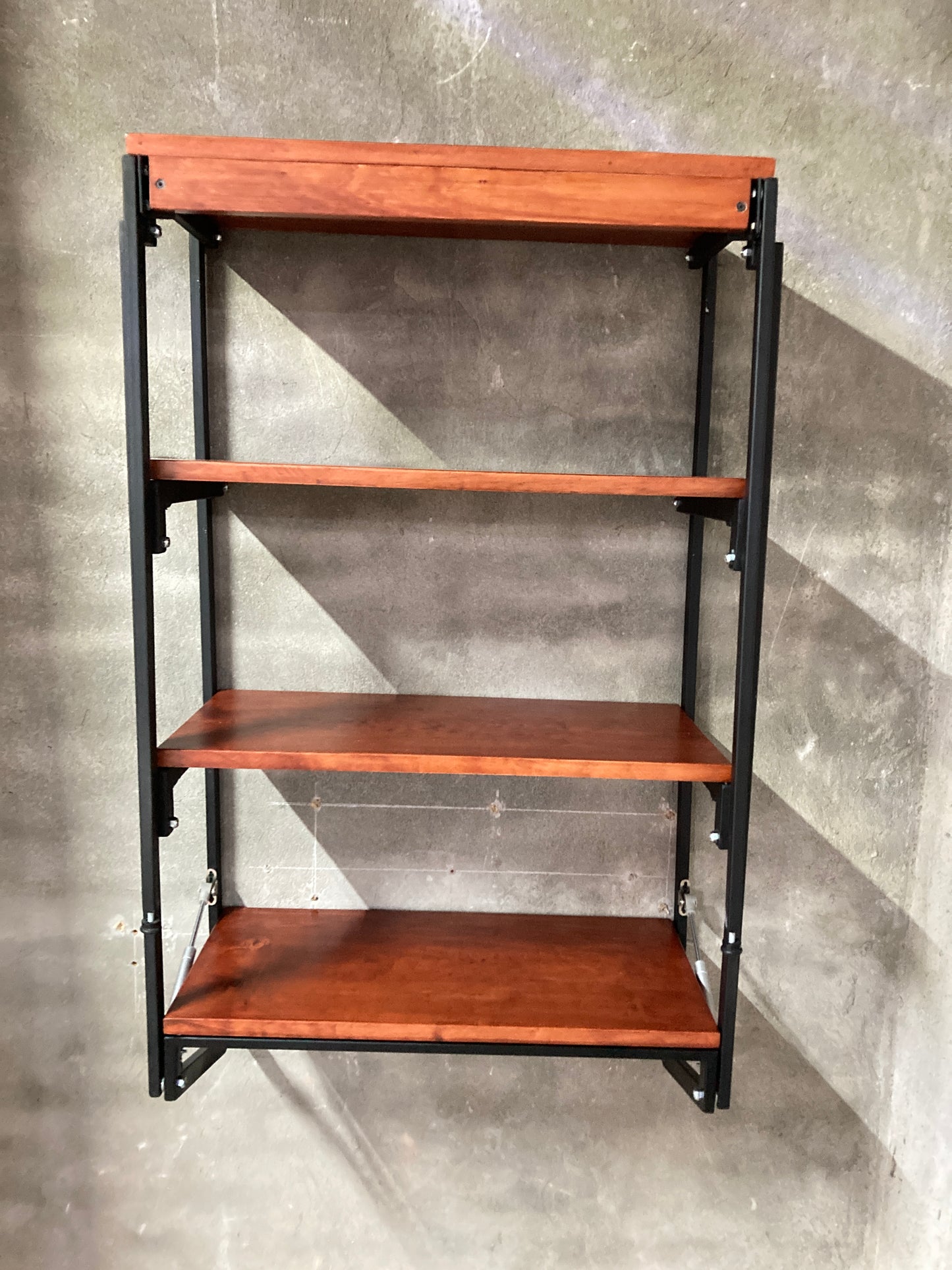 Librero-Escritorio Metal Plegable Estilo Industrial Cedro alcazarmuebles.com