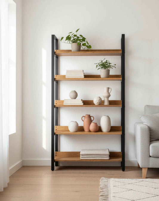 Librero Metal y Madera modelo Bergen 190 x 100 x 33 cm Industrial estanteria