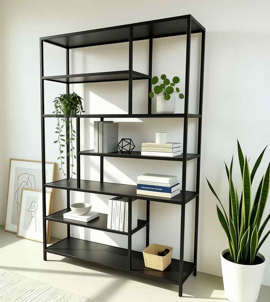Librero Metal y Madera Industrial Mod. Roga 190x120x33cm