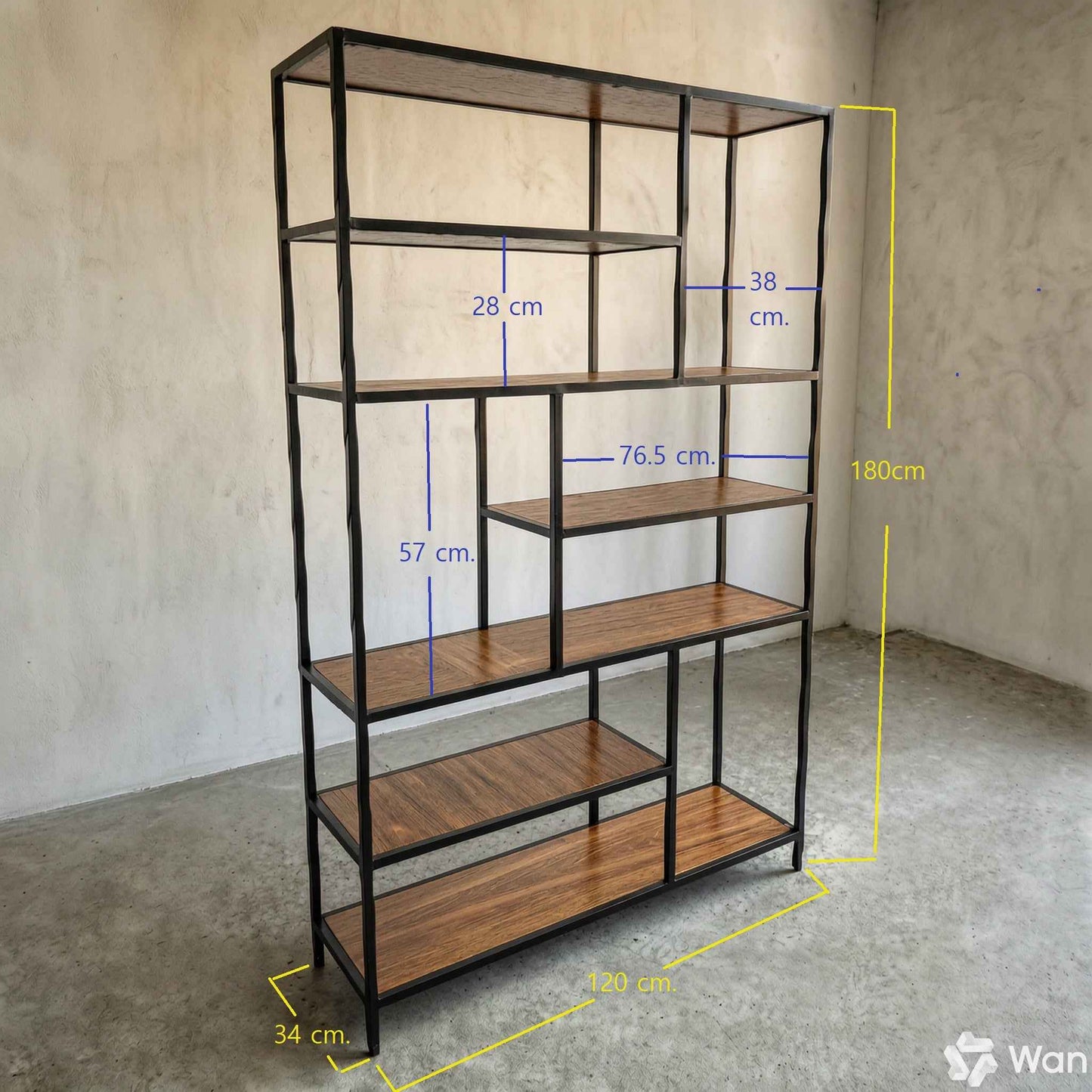 Librero Mod. Roga Industrial Madera de Parota 190x120x33cm