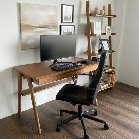Combo Home Office Premium: Escritorio Santy + Librero (Norland o Troms) – Madera Maciza