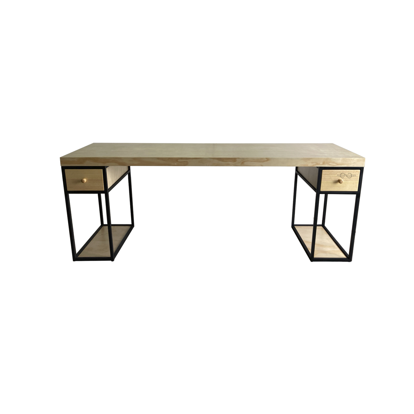 Escritorio Home Office 180 cm 2 cajones, Industrial Minimalista