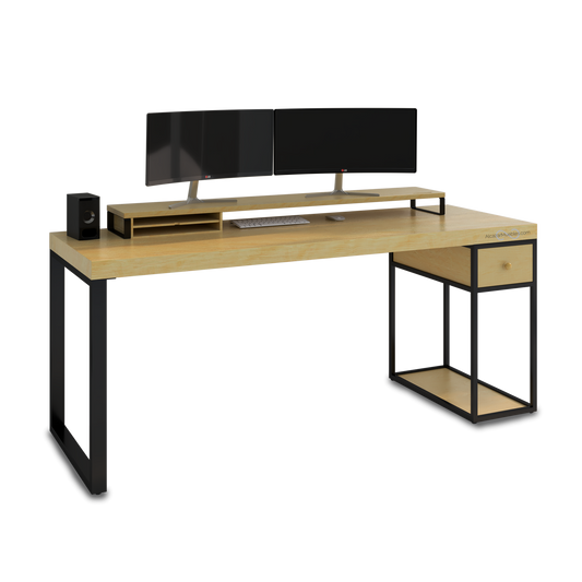Escritorio Home Office 180 cm 1 cajón Industrial Madera