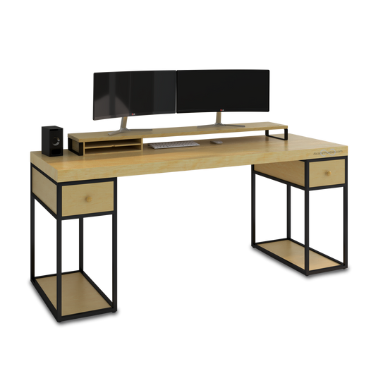 Escritorio Home Office 180 cm 2 cajones, Industrial Minimalista