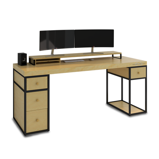 Escritorio Home Office 180 cm 4 cajones Industrial Ejecutivo Pino Alcazarmuebles.com