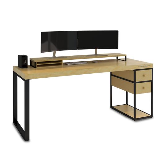 Escritorio Home Office 180 cm 2 cajones mismo lado Industrial madera Alcazarmuebles.com