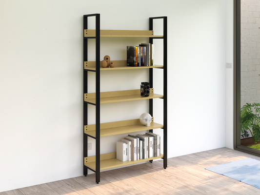 Librero Mod. Bergen 190 x 100 x 33 cm madera y metal estanteria Pino Natural Librero Alcazarmuebles.com