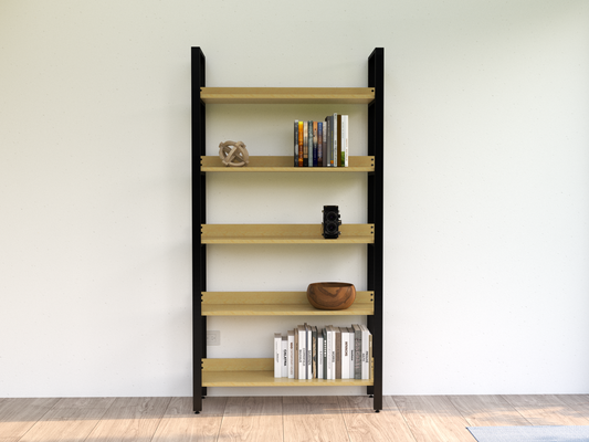 Librero Mod. Bergen 190 x 100 x 33 cm madera y metal estanteria Librero Alcazarmuebles.com