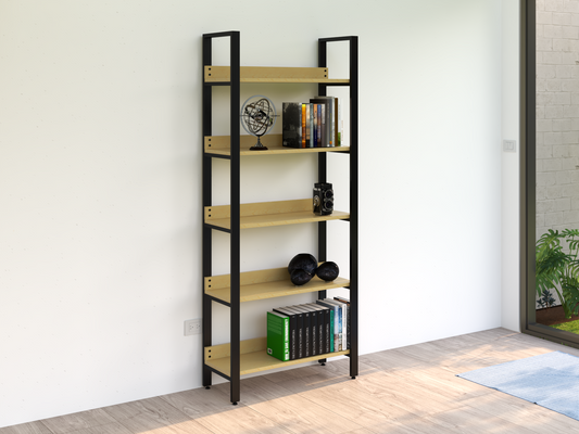 Librero Mod. Bergen 190 x 80 x 33 cm Madera y Metal Estanteria Pino Natural Librero Alcazarmuebles.com