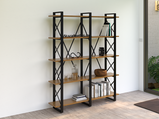 Librero Mod. Celta 150 Metal y Madera Industrial alcazarmuebles.com