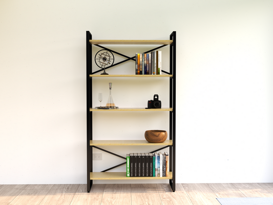 Librero industrial metal modelo Fily Roble claro Homeoffice alcazarmuebles.com