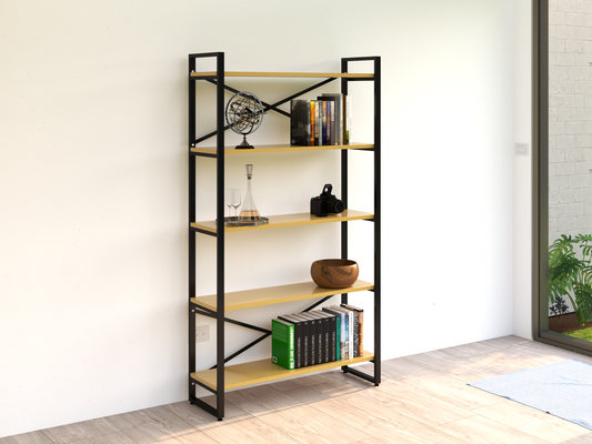 Librero industrial metal modelo Fily Pino Natural Homeoffice alcazarmuebles.com