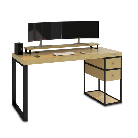 Escritorio Home Office 150 cm 2 cajones 1 cajonera Industrial madera Alcazarmuebles.com