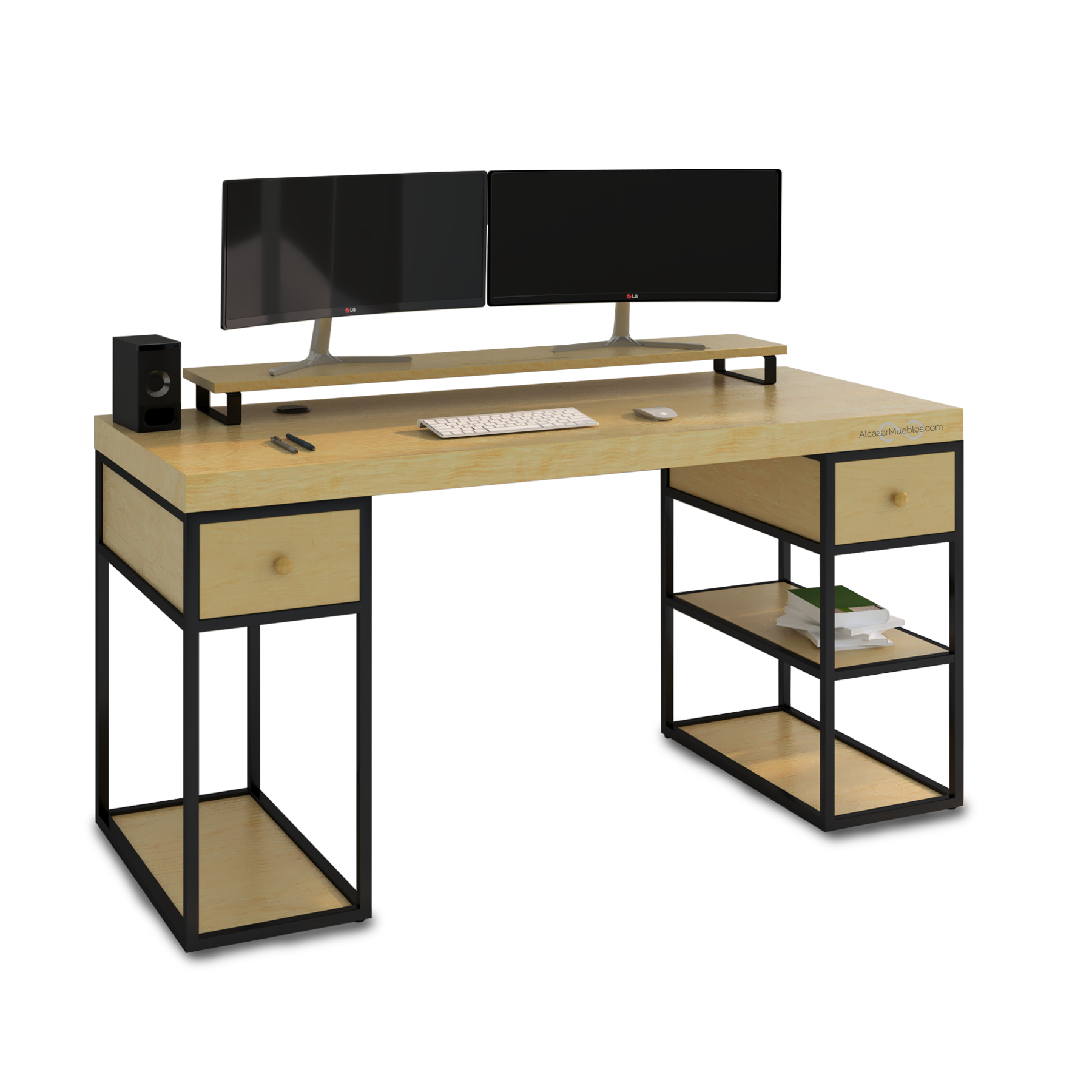 Kumla escritorio de madera con cajones