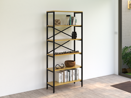 Librero moderno metal modelo Sylvan Pino alcazarmuebles.com