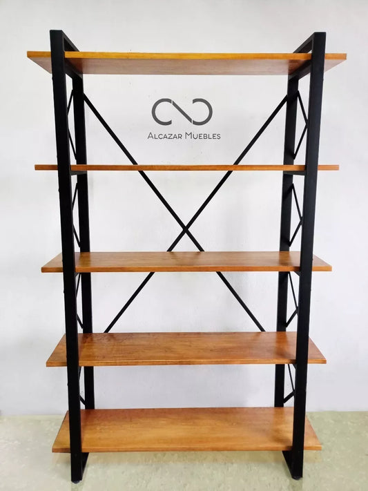 Librero Mod. Celta 120 Industrial de metal y Madera alcazarmuebles.com