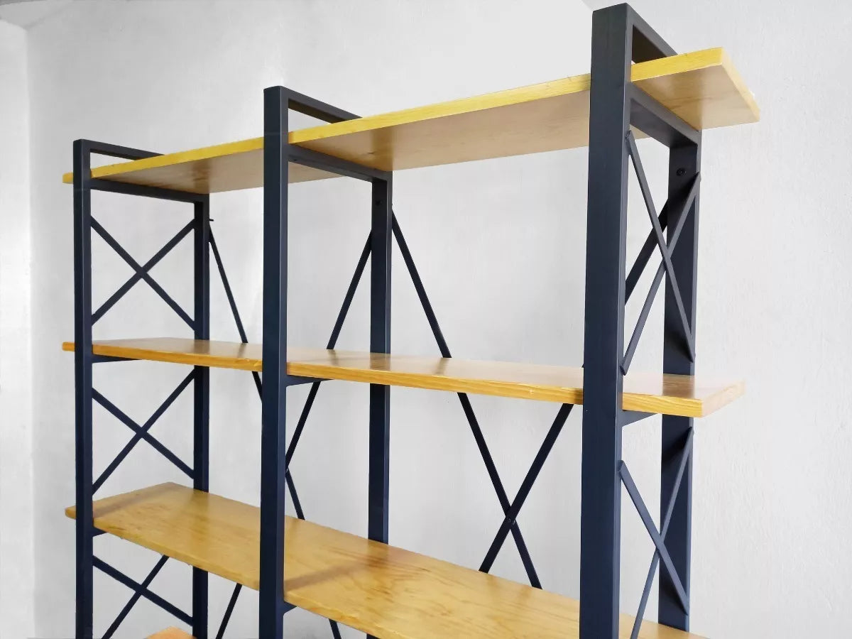 Librero Mod. Celta 150 Metal y Madera Industrial alcazarmuebles.com