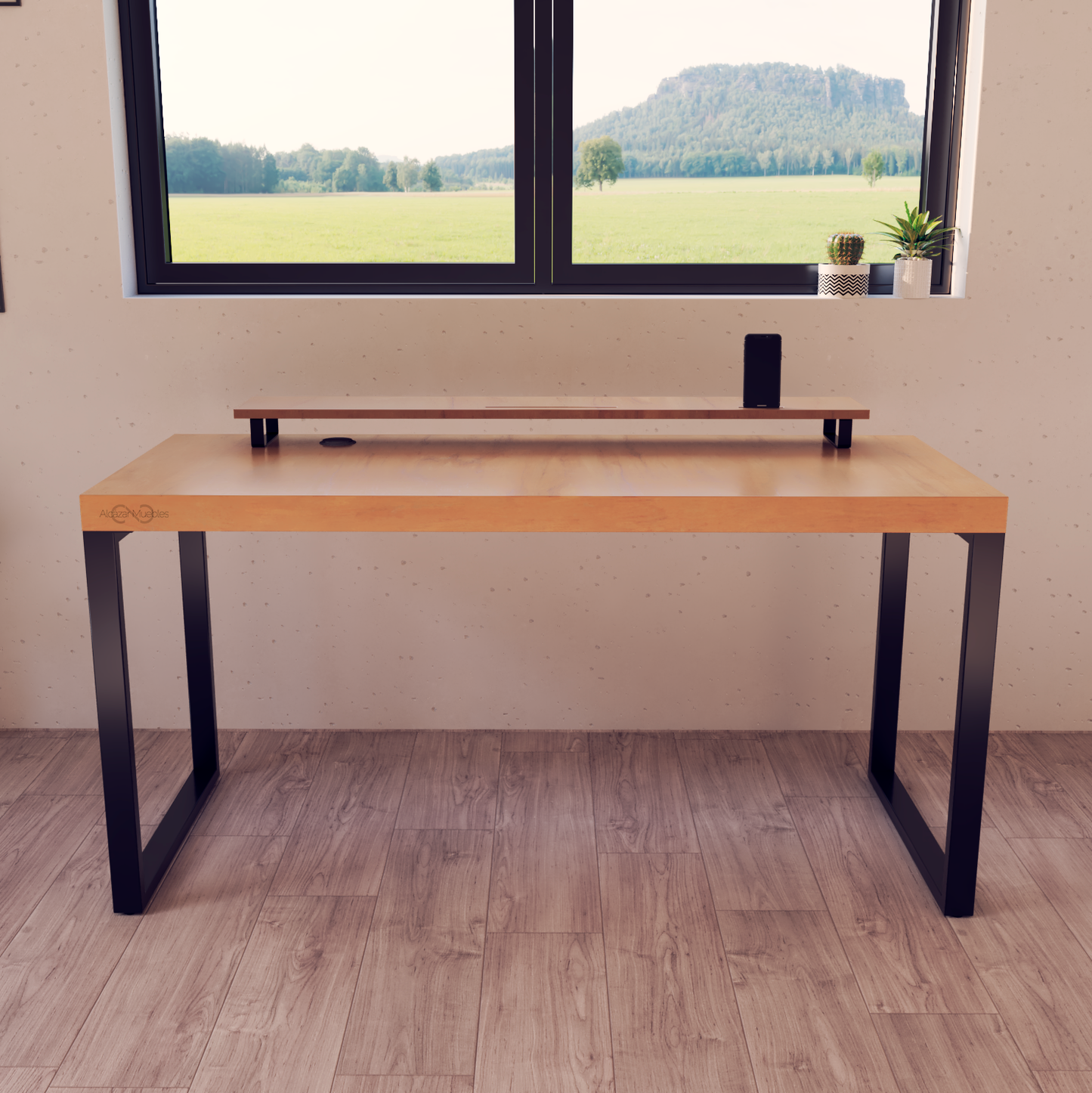 Escritorio Home Office 150 cm 2 soportes sin cajones minimalista