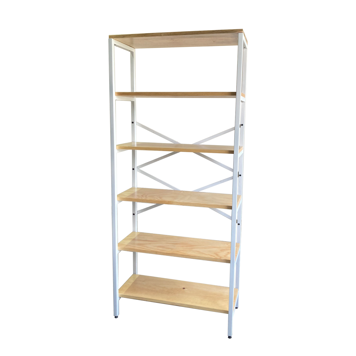 Librero moderno metal modelo Sylvan Pino con blanco alcazarmuebles.com