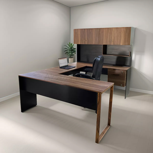 Escritorio Ejecutivo en U con gabinete Alcázar 2.2 x 1.6 x 1.5 mts Escritorio de melamina AlcazarMuebles.com