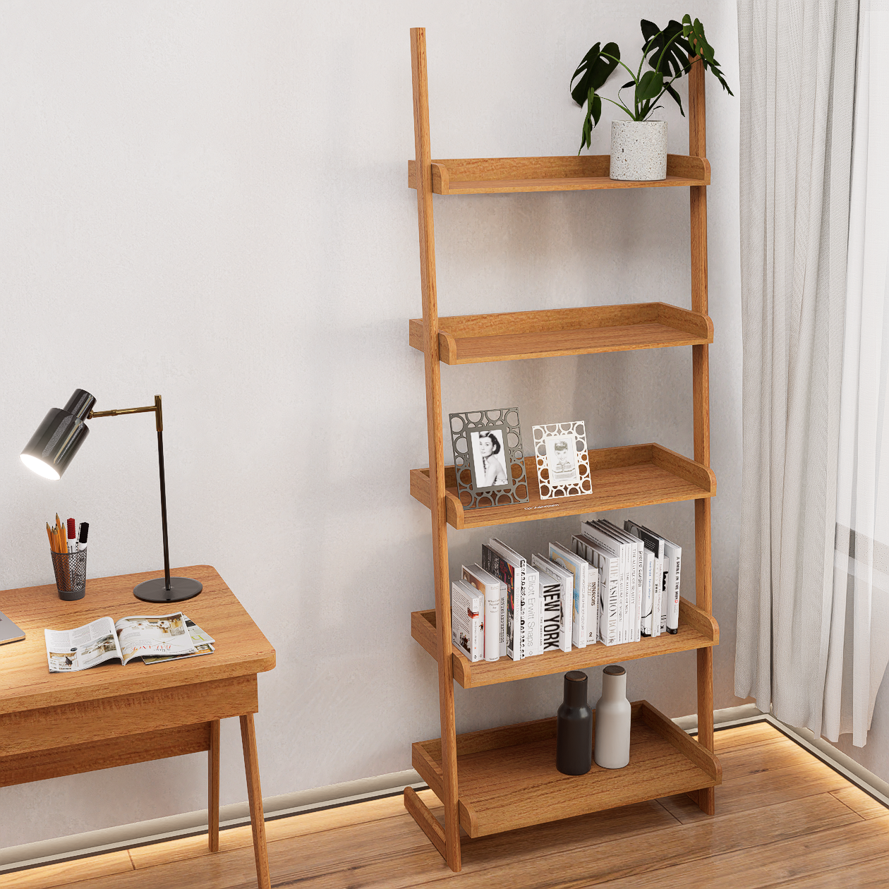 Librero madera minimalista modelo TROMS alcazarmuebles.com