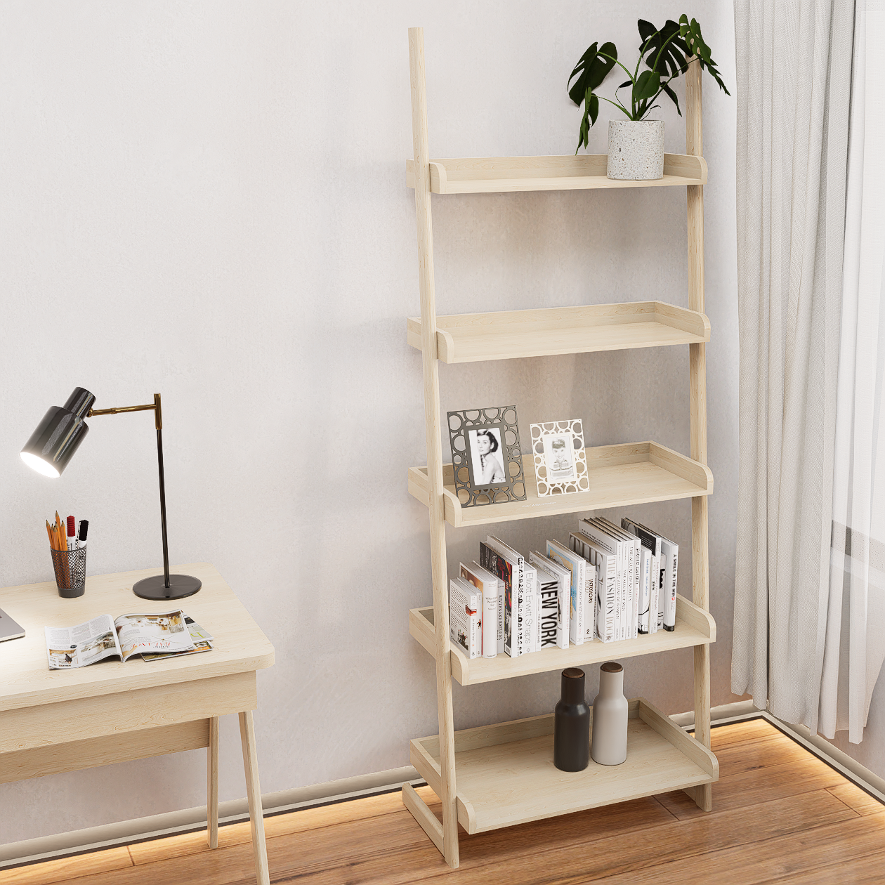 Librero madera minimalista modelo TROMS alcazarmuebles.com