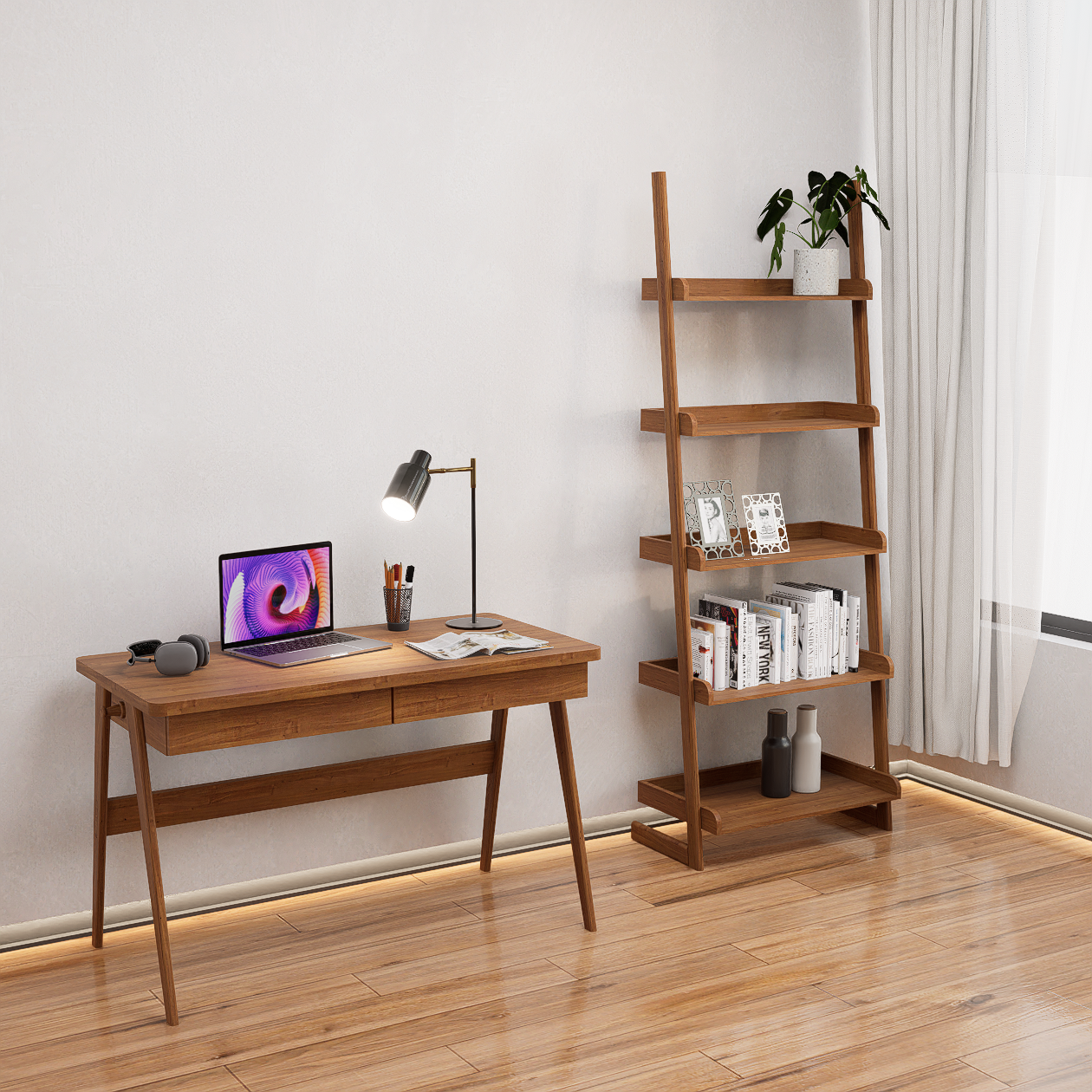 Librero madera minimalista modelo TROMS alcazarmuebles.com