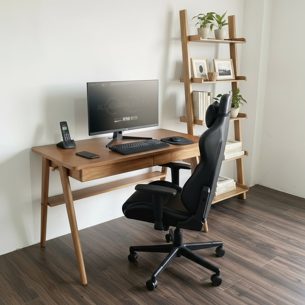 Combo Escritorio y Librero de Madera Modernos. alcazarmuebles.com