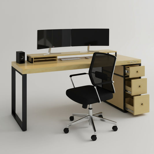 Escritorio Homeoffice 180 cm. de largo 3 cajones Pino Escritorio de Madera Alcazarmuebles.com