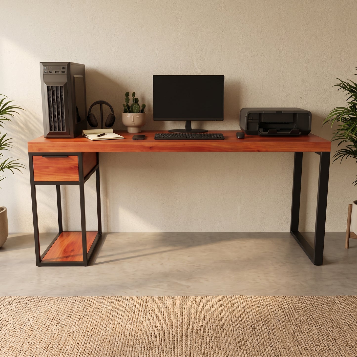 Escritorio de Madera y Acero Home Office 180 Configurable de 0 a 6 Cajones