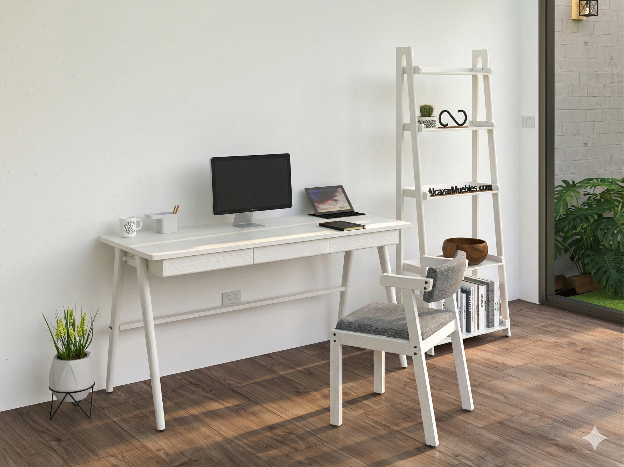 Escritorio de Madera Santy 150x60cm con 3 Cajones - Alcazarmuebles.com