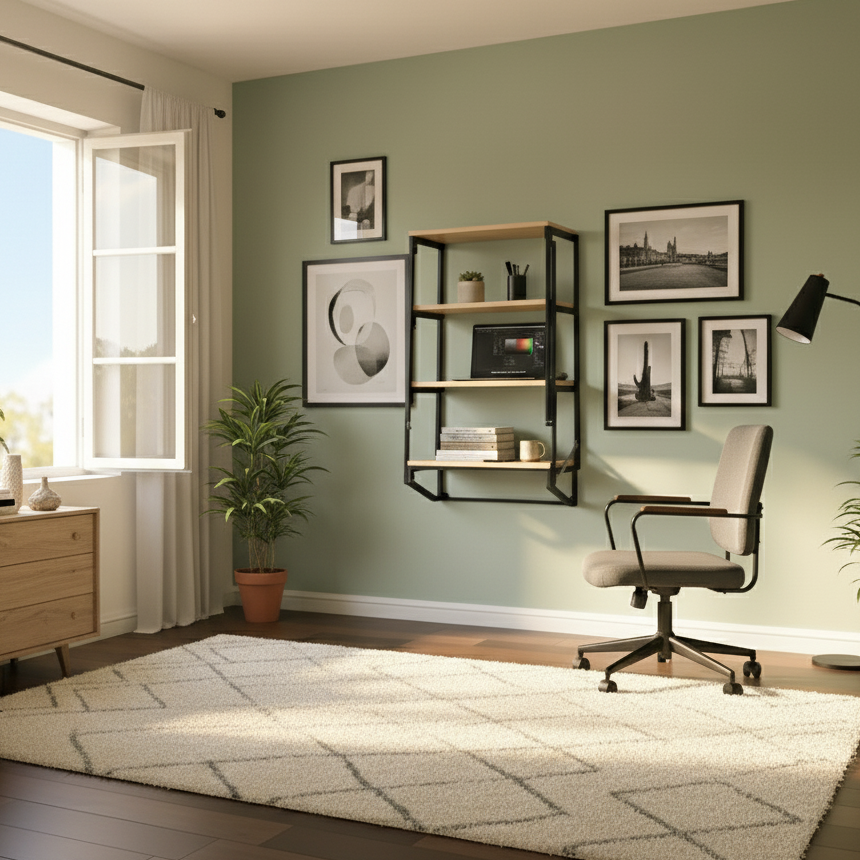 Librero-Escritorio Metal Plegable Estilo Industrial