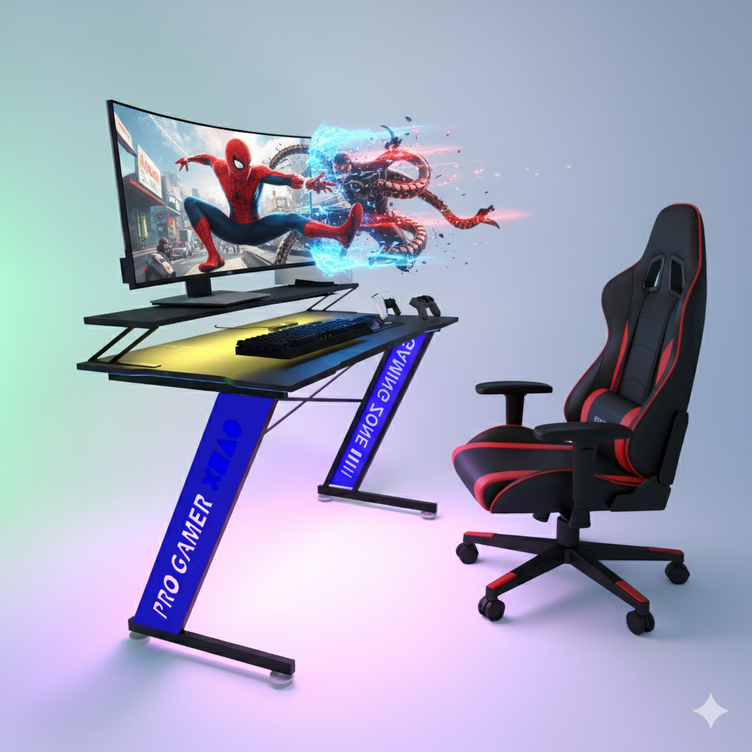 Escritorio Gamer con Luces LED 1.2 x .6 x .75 mts ¡3 Colores!