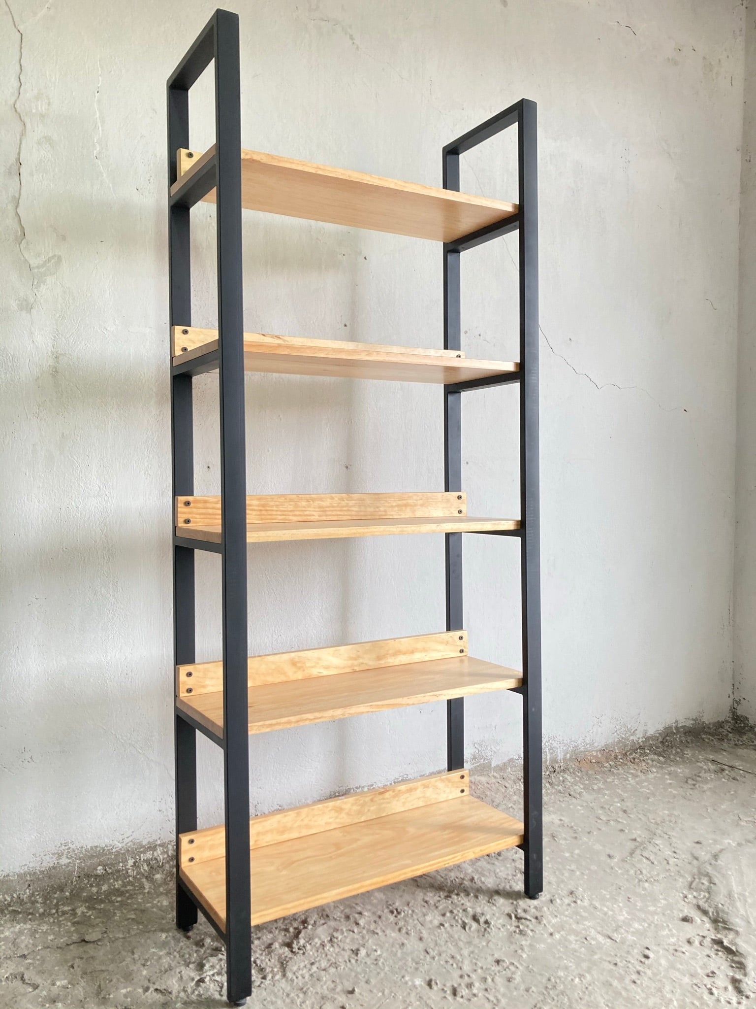 Librero Mod. Bergen 190 x 80 x 33 cm Madera y Metal Estanteria Librero Alcazarmuebles.com