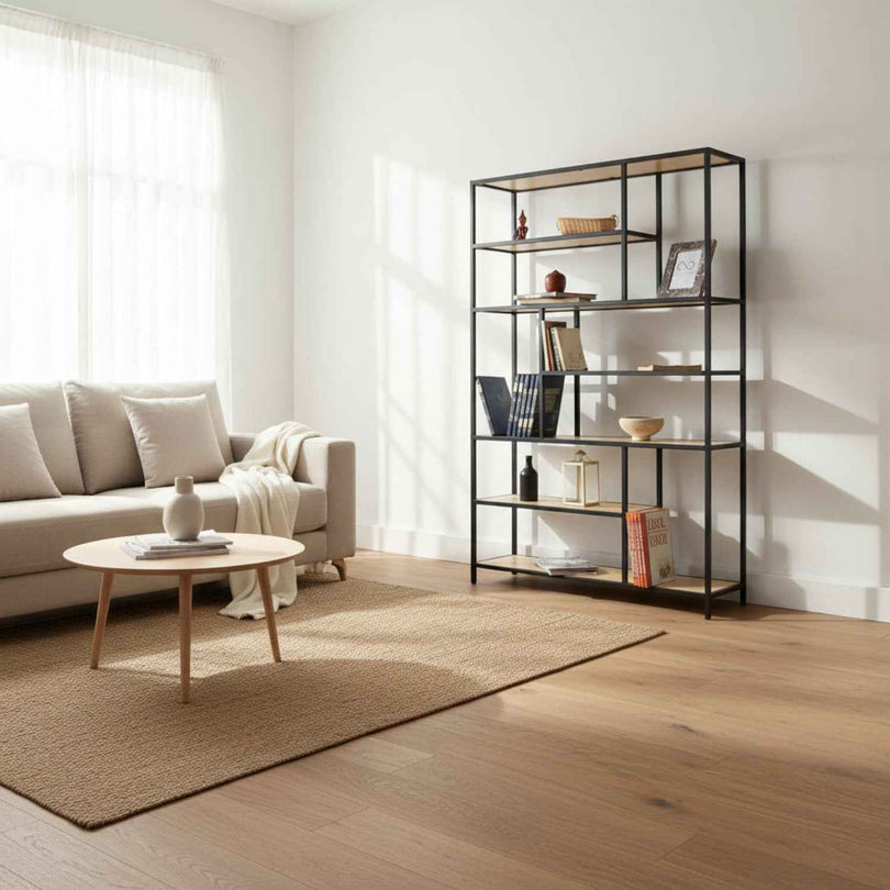 Librero Metal y Madera Industrial Mod. Roga 190x120x33cm