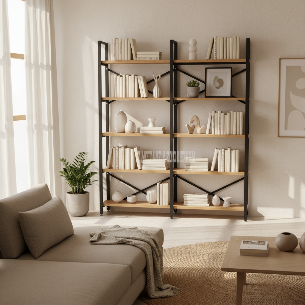 Librero Industrial con madera modelo Romsdal alcazarmuebles.com