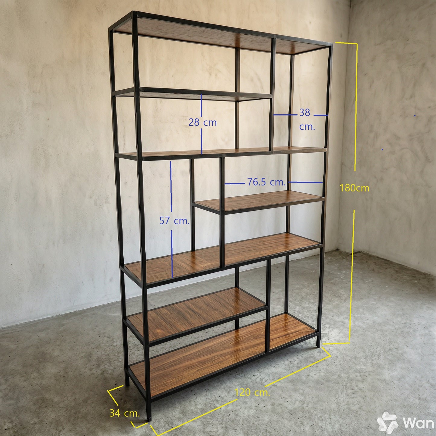Librero Mod. Roga Industrial Madera de Parota 190x120x33cm