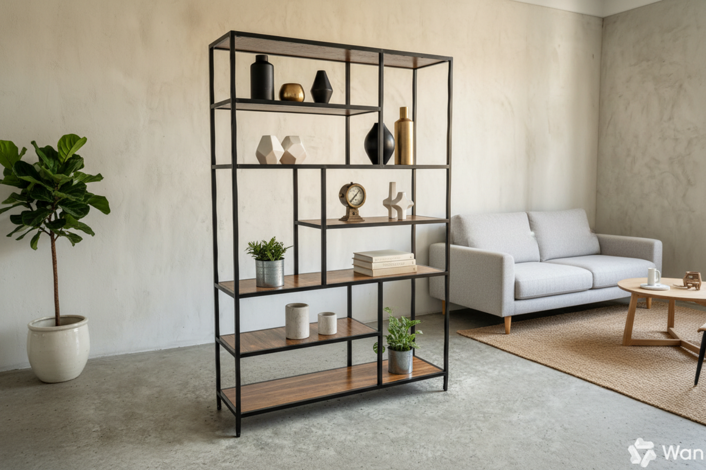 Librero Mod. Roga Industrial Madera de Parota 190x120x33cm