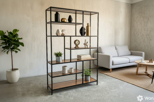 Librero Mod. Roga Industrial Madera de Parota 190x120x33cm