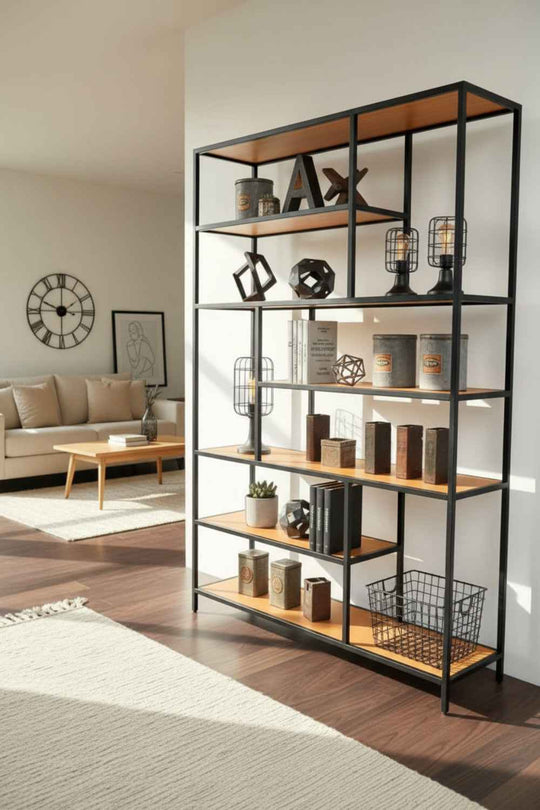 Librero Mod. Roga Industrial Madera de Parota 190x120x33cm