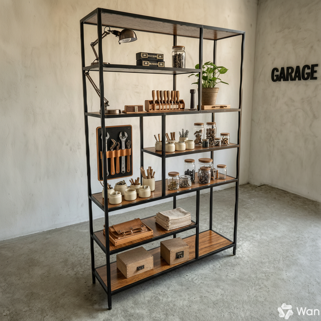 Librero Mod. Roga Industrial Madera de Parota 190x120x33cm