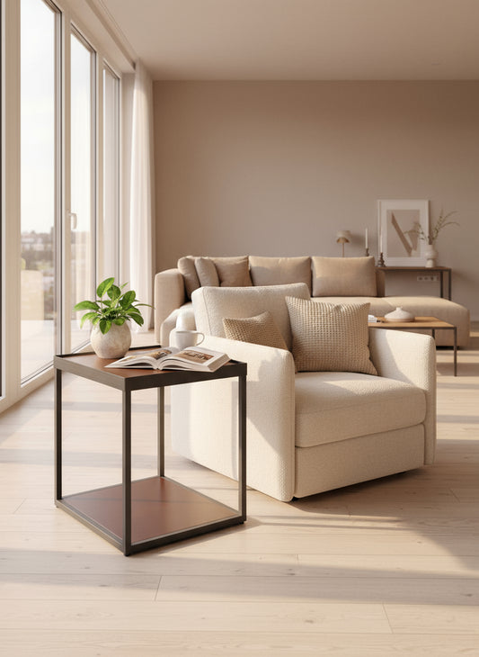 Mesa Lateral Deos Nogal Madera alcazarmuebles.com