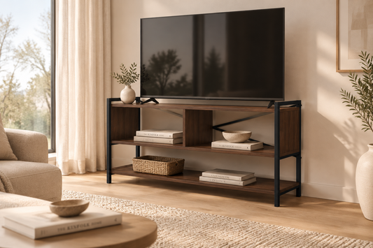 Mueble y Rack para TV BENSON Estilo Industrial en Madera de Pino y Acero