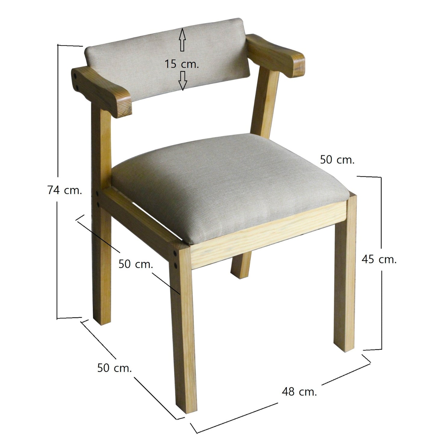 Silla de madera tapizada Santy estilo minimalista