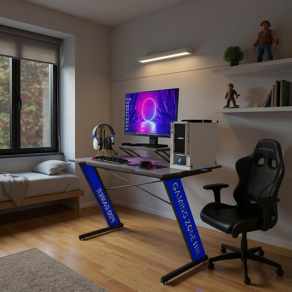 Escritorio Gamer con Luces LED 1.2 x .6 x .75 mts ¡3 Colores!